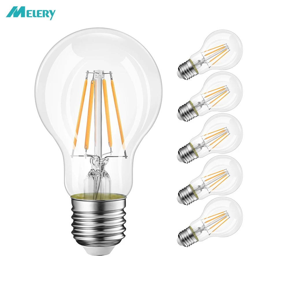 7W LED Filament Edison A60 E27 Light Bulb Lamp Transparent Warm Cool White Lamp 