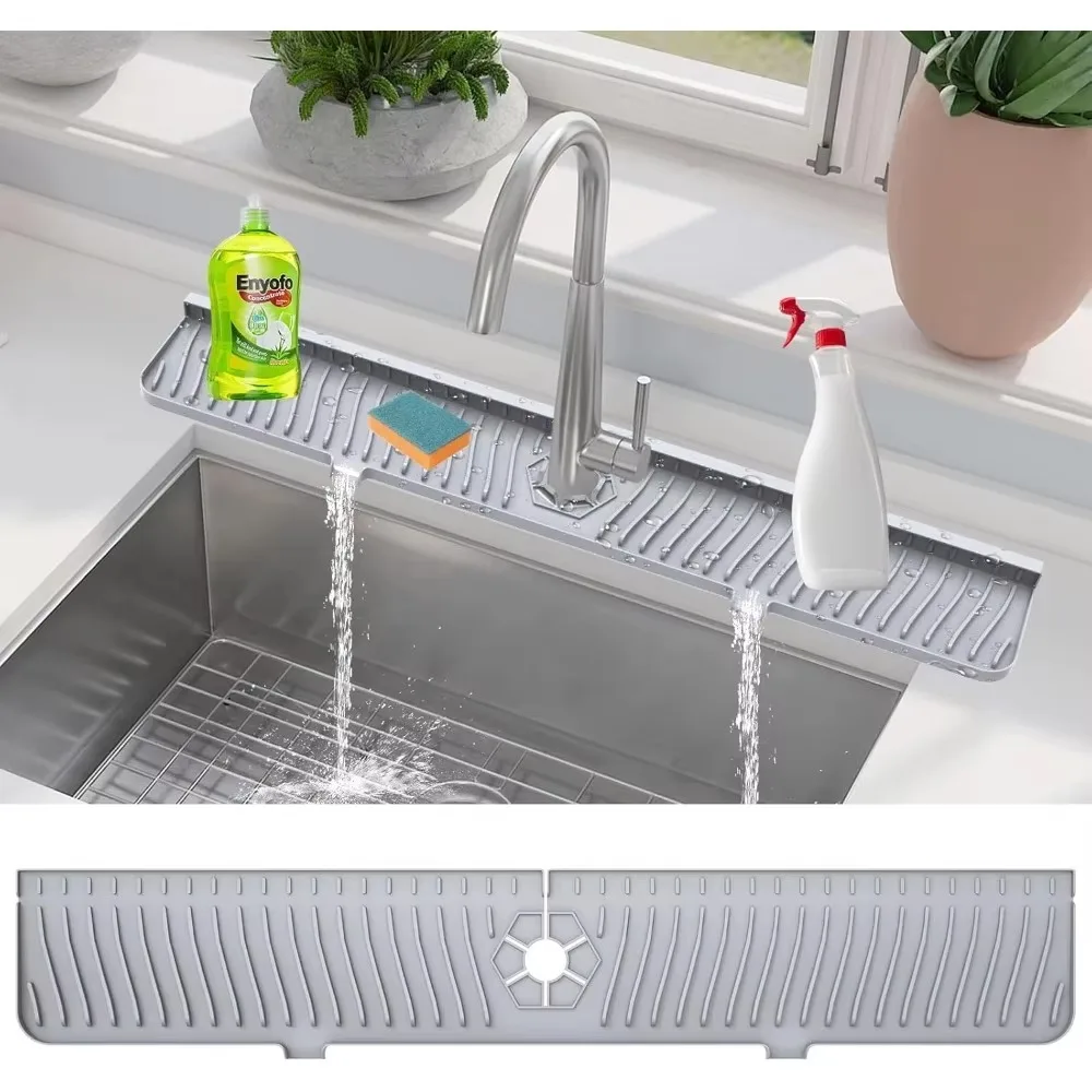 Silicone Tap Mat,Sink Splash Guard,Kitchen Tap Silicone Drain Mat, Silicone Tap Handle Drip Catcher Tray, Tap Mat for Kitchen Kitchen