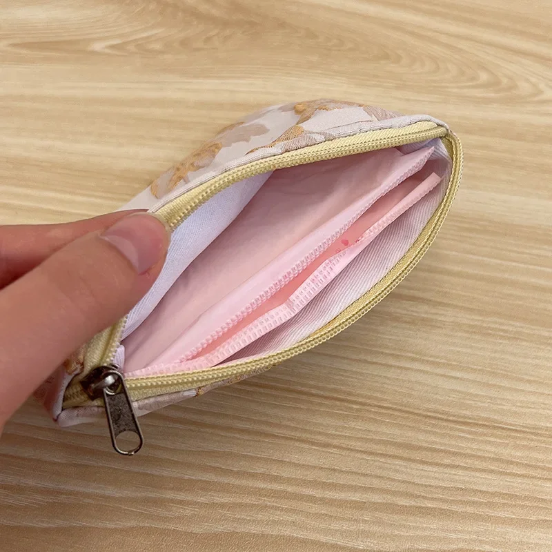 Mini Coin Key Purse Storage Bag Zipper Makeup Bags Ins Small Flower Printed Lipstick Cosmetic Bag Girls Sanitary Napkin Pouch