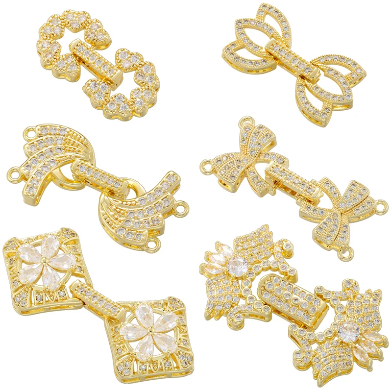 

ZHUKOU 6 styles hooks for jewelry making supplies butterfly DIY hooks Accesories Cubic zirconia bracelets connectors VK208