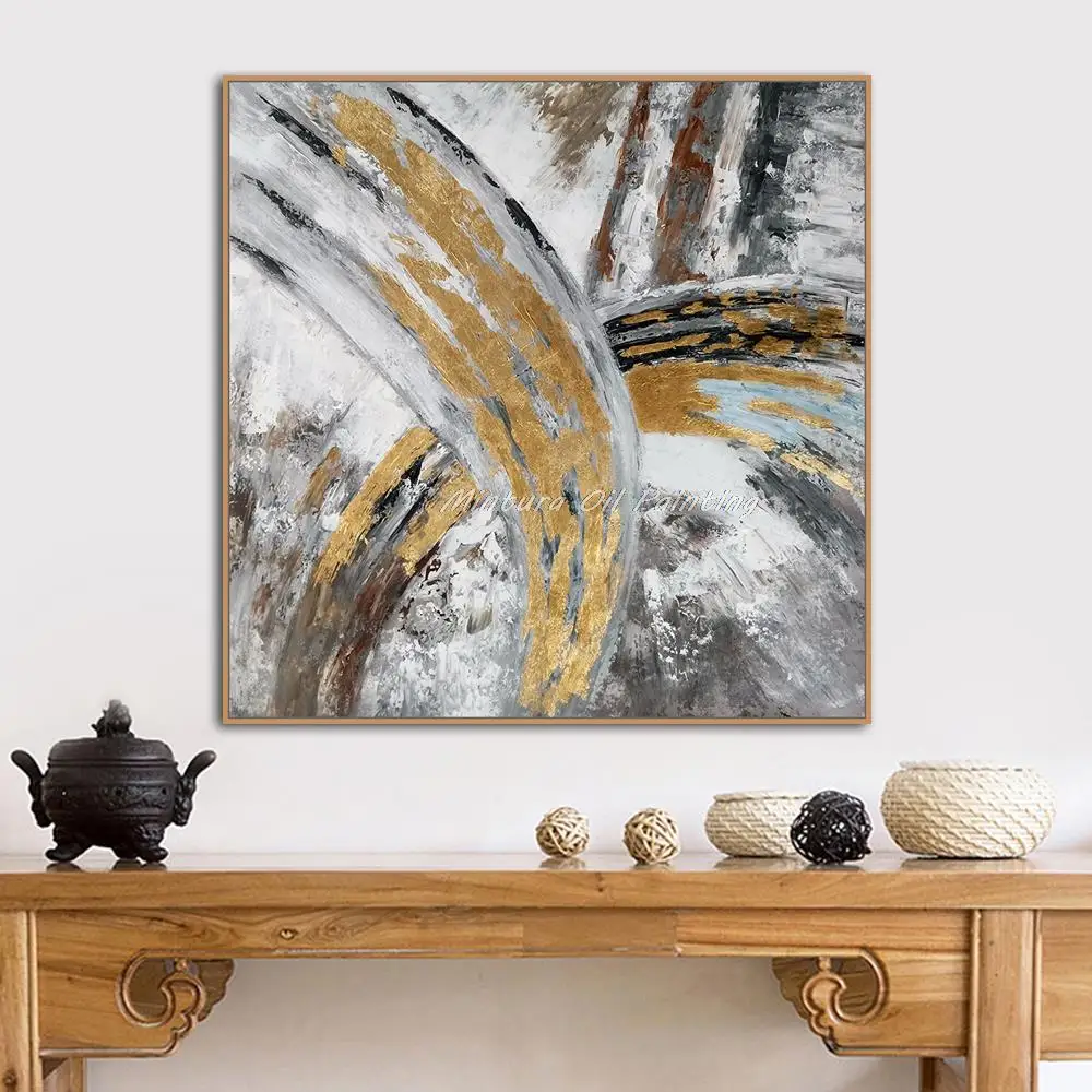 

Mintura Wall Art Picture for Living Room,Handmade Abstract Golded Oil Paintings on Canvas, Moderen Home Decoration Large Artwork