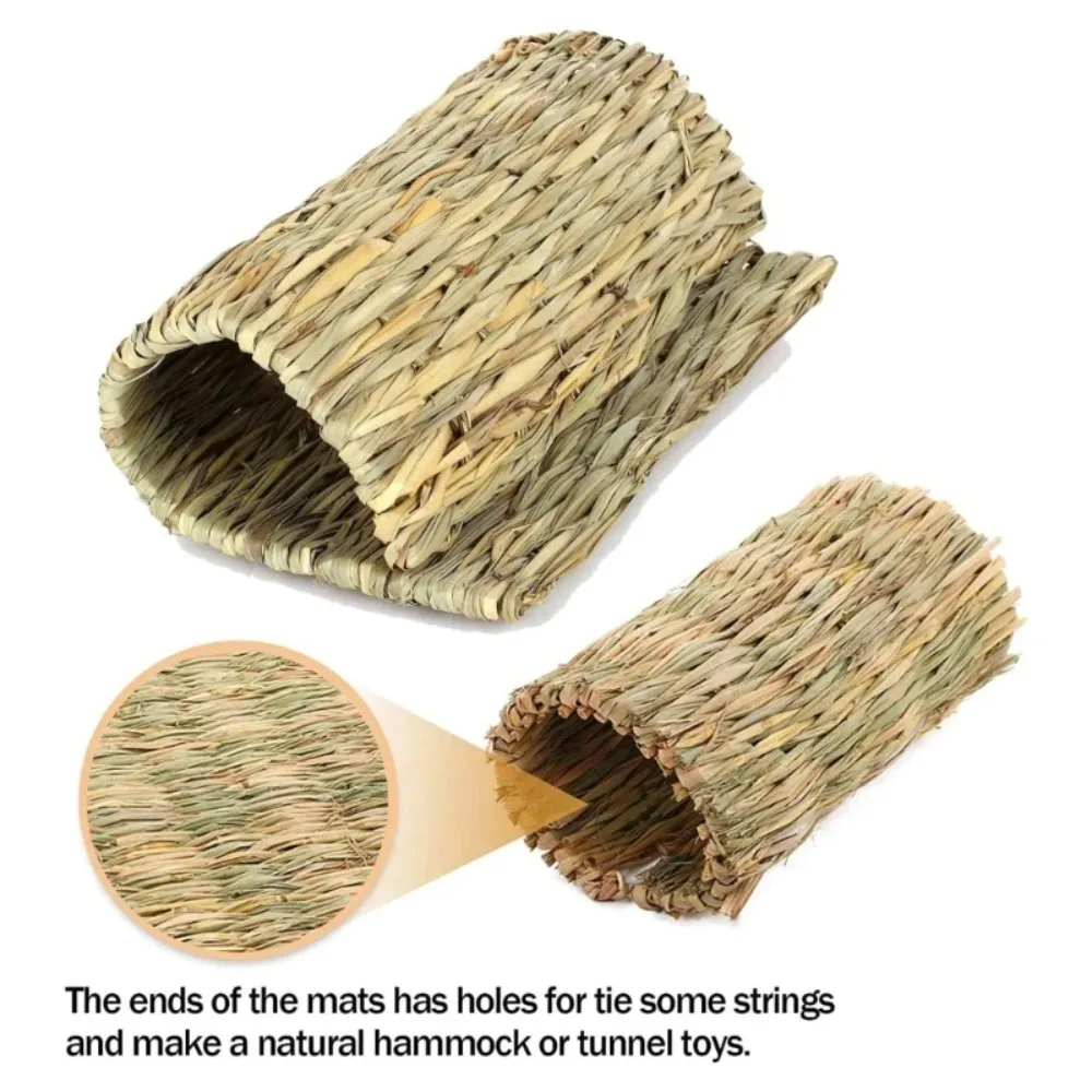 Grass Mat Bunny Pet Rabbit Waving Hay Mat Natural Straw Bedding Cage Small Size Animals Pet House