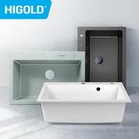HIGOLD 30 Inch Kitchen Quartz Sink Single Bowl Topmount & Undermount Sink White Black Colorful Quartz High-Value Sink 1