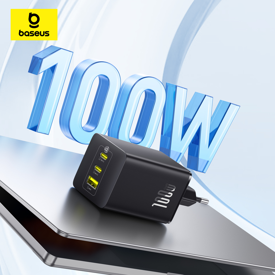 【New Sale】Baseus 100W GaN Charger Fast Charger For Xiaomi Samsung iPhone Laptop Tablet Charger PD Charger With USB Phone Charger