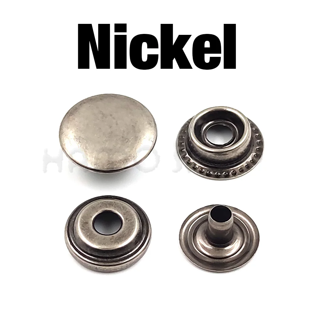 TOAOB 100 Sets Sew-On Snap Buttons - Heavy Duty Brass Snaps In 4 Sizes (8.5mm To 25mm), Black & Silver Fasteners Kit