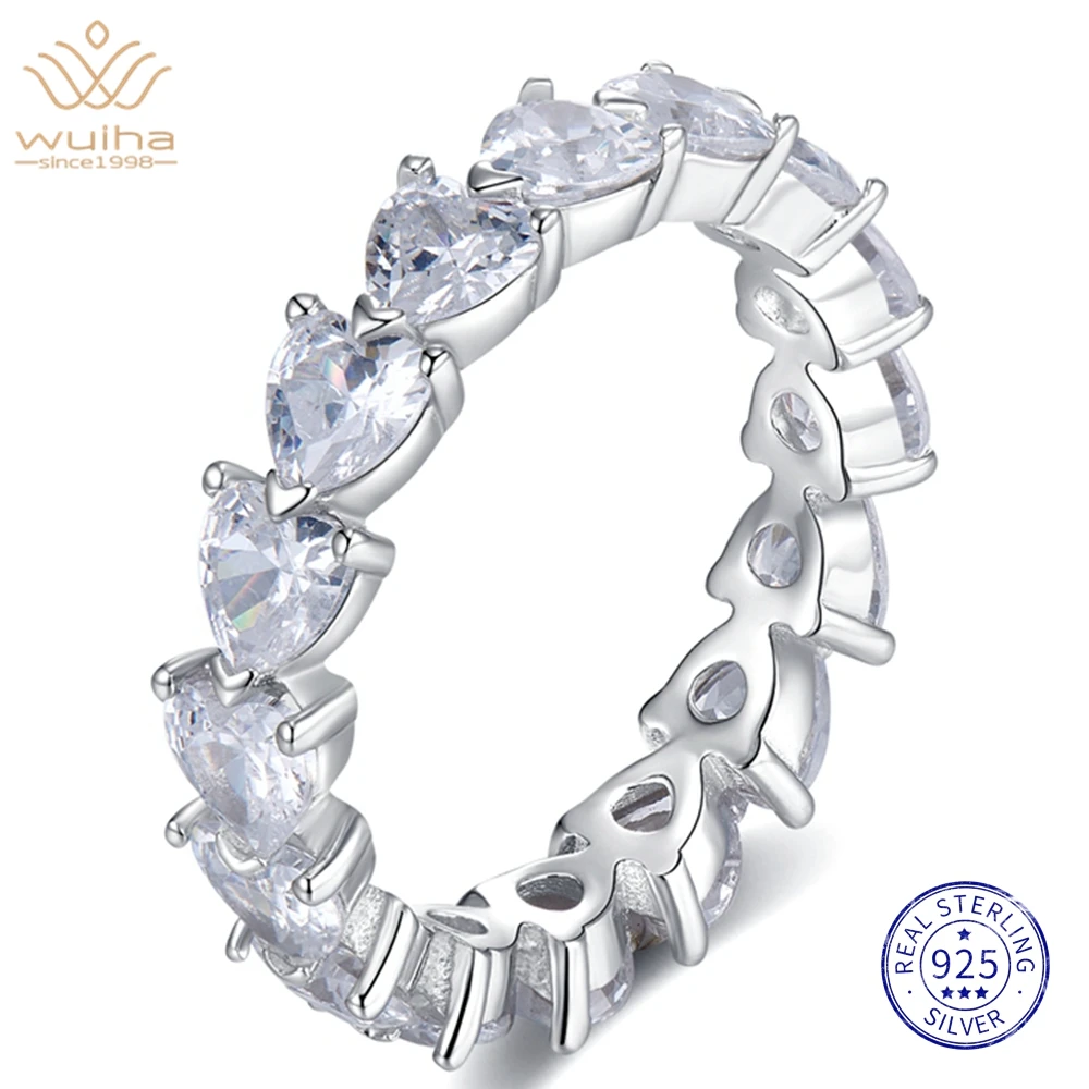 

WUIHA 18K White Gold Sapphire Faceted Gemstone Ring Wedding Engagement Anniversary Gift 925 Sterling Silver Jewelry DropShipping