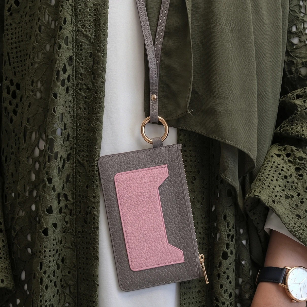 Leder ausweis halter mit Lanyard für Abzeichen schön für Frauen Geschenk Muttertag Mode