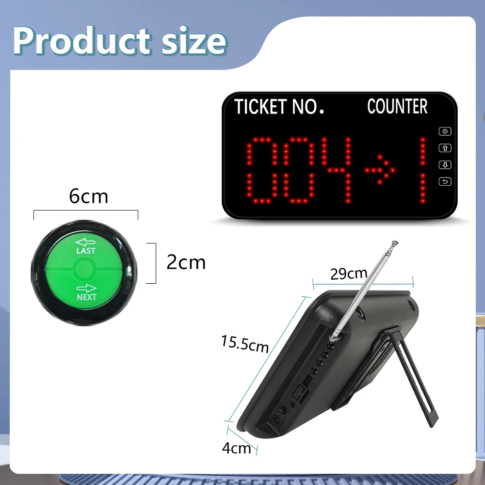 Queue Calling System with Next control button can add the number one by one Blue Ticket Dispenser with Paper Roll