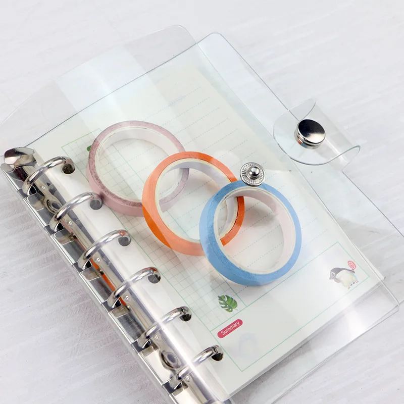 1Pc Color Binder A5 A6 A7 Notebook Transparent PVC Memo Travel Stationery Hand Ledger School Office Supplies