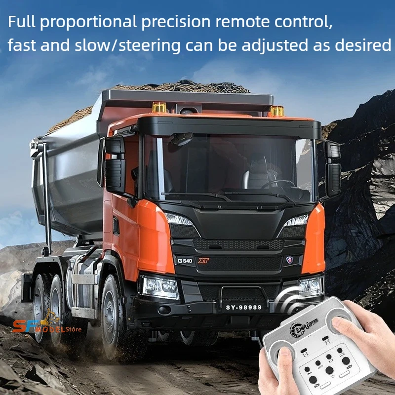 더블 E E593 RC카 1/20 G540 전동 RC 트럭 시뮬레이션 모델 조명 사운드 시스템 장착 장난감 덤프트럭 공식 라이선스