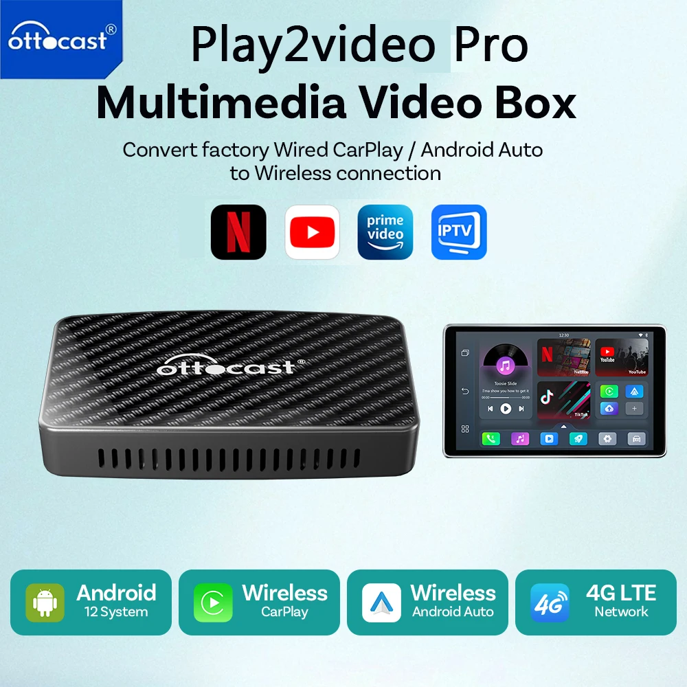 OTTOCAST Play2Video Pro Ai Box Pro Built in YouTube Netflix IPTV