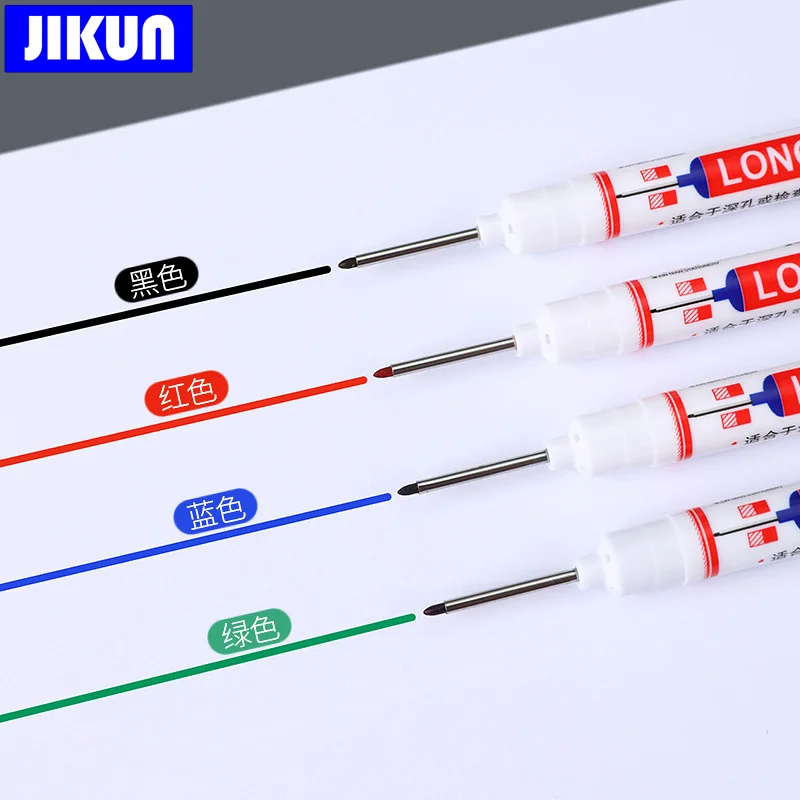Long Head Oil Markers Pens Waterproof Multi-purpose Deep Hole Metal Thin Marker Pen Green/Red/Black/Blue Ink 4pcs