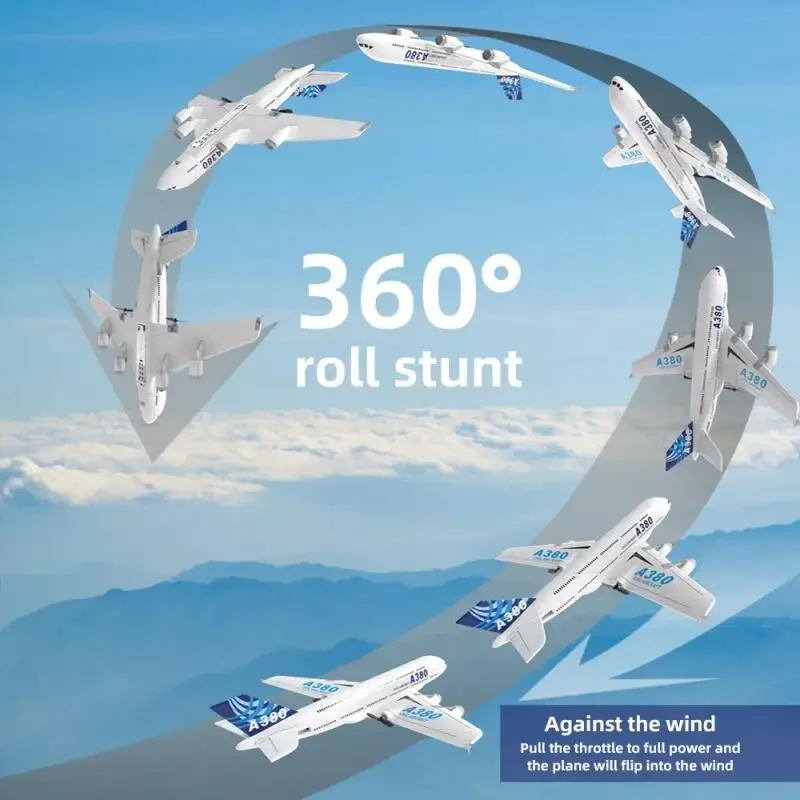2.4G RC A380 폼 비행기 자이로스코프 원격 제어 3채널 EPP 항공기 자이로 어린이 장난감 고정익 비행기 야외 간편 비행 남자아이 선물