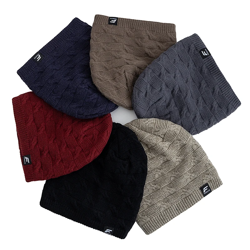 Unisex F Letter Winter Hats Plush Fur Lined Knit Cap For Men Women Warm Beanie Cap Casual Label Decor Winter Knitted Hats