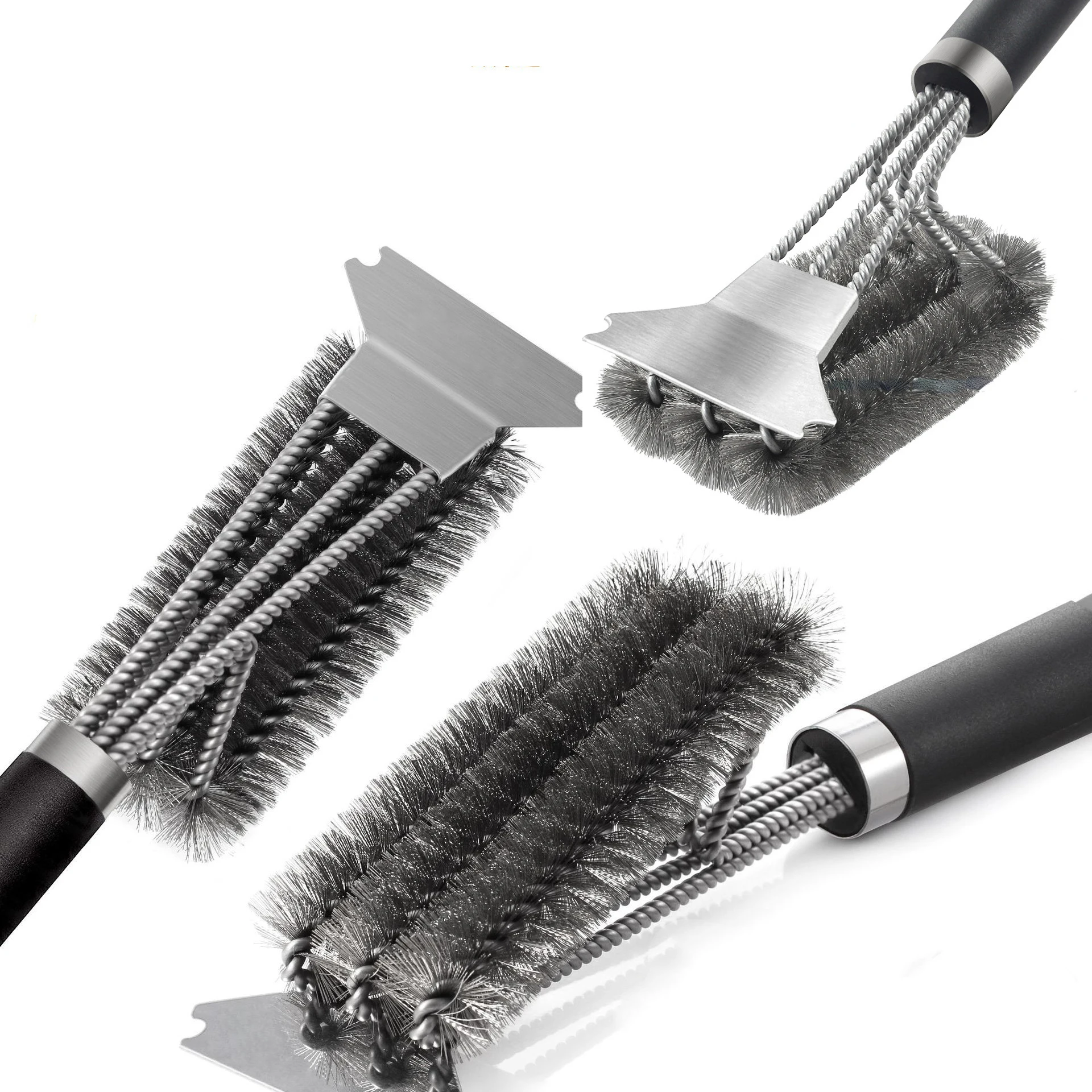 Stainless Steel Barbecue Brush Outdoor Travel BBQ Grill Cleaning Brushes Kitchen Non-stick Brushes Clean Tool For Home Barbecue