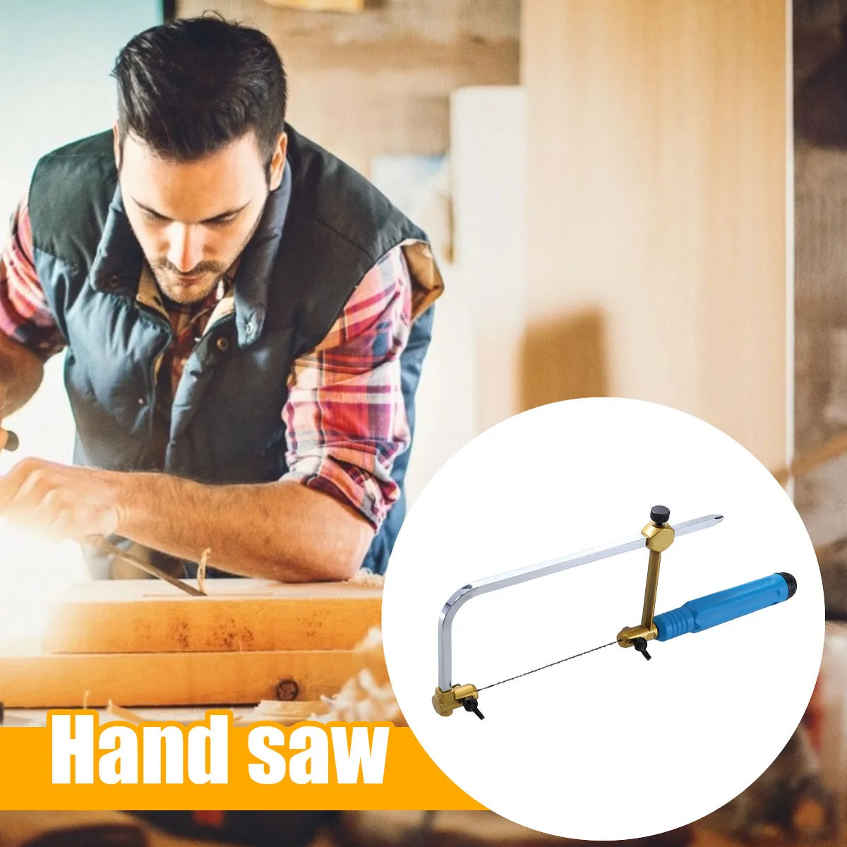 Coping Saw Heavy Duty Metal Hand Saw Fast Cutting Non-slip Hacksaw with 16 Replacement Steel Blade Woodworking Tool