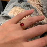 LATS Vintage Gothic Red Crystal Cross Geometry Open Rings for Women Y2k Punk Creative Grunge Jewelry Accessories Gift - Image 4