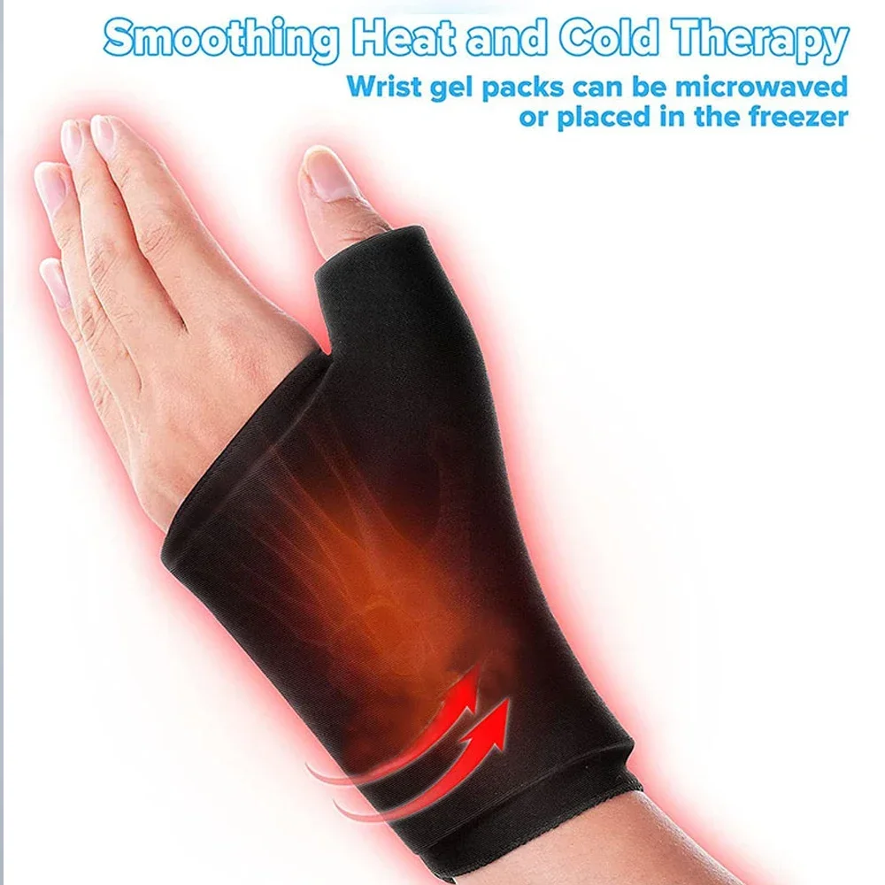 Wrist Solid Gel Ice Pack Hot Cold Hand Thumb Compression Sleeve Wrap for Carpel Tunnel Arthritis Sports Injuries Pain Relief