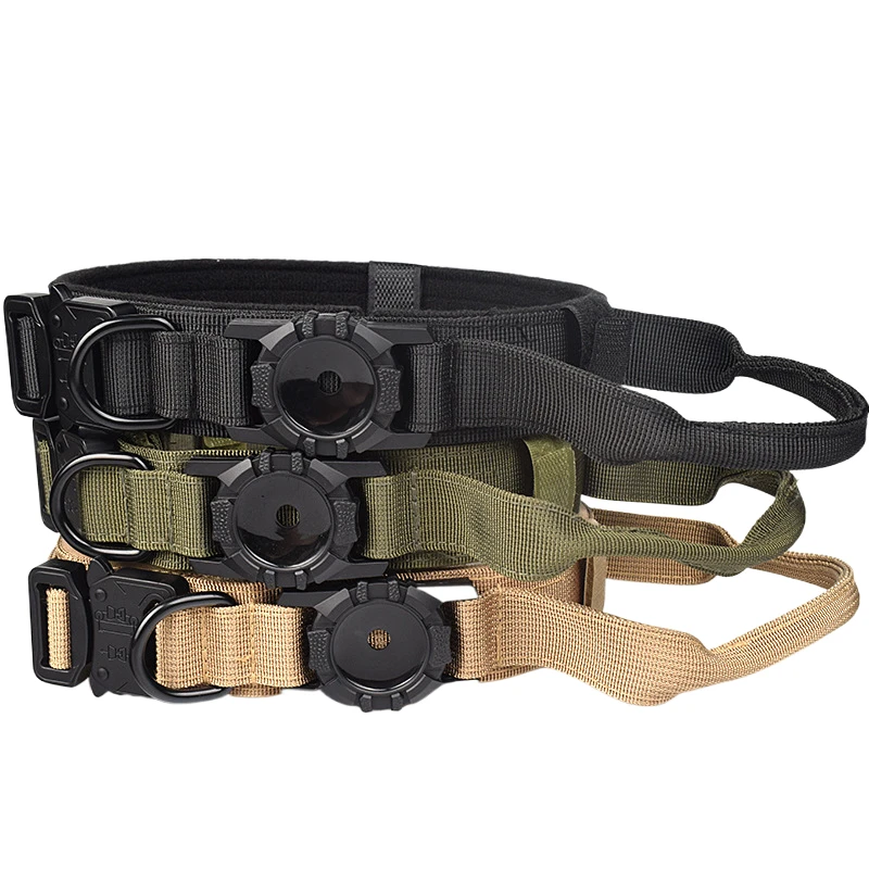 Tactical Dog Collar with GPS Holder and Metal Buckle
