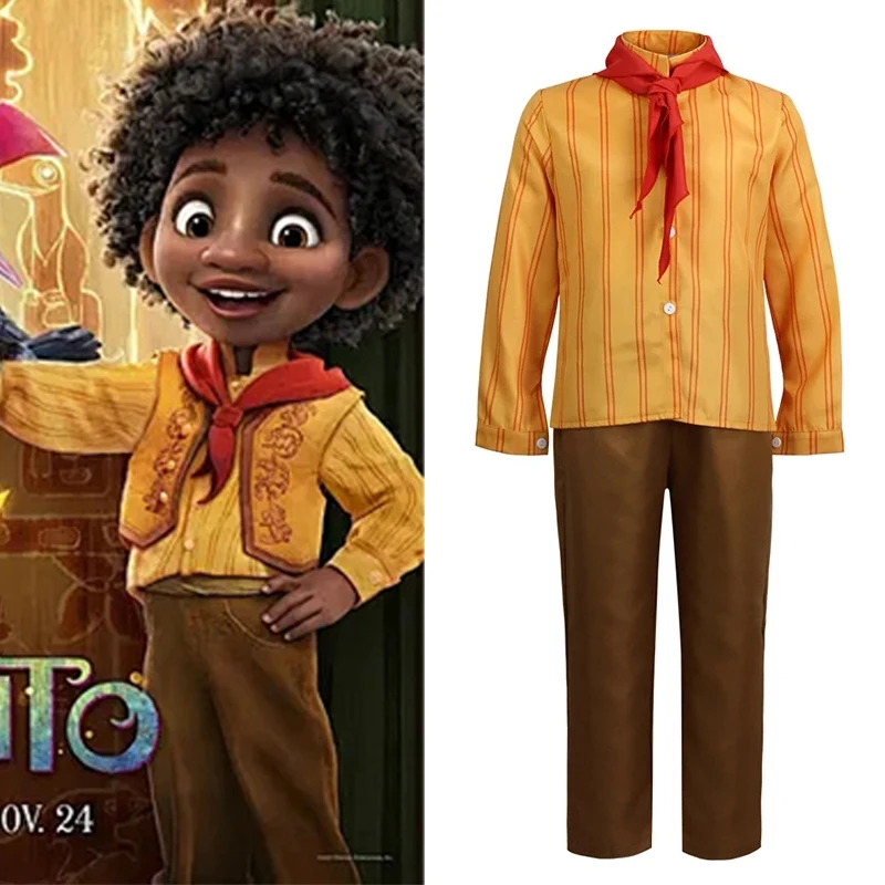 

Movie Encanto Cosplay Antonio Madrigal Cosplay Costume Boys Top Tie Pants Uniform Suit Halloween Birthday Party Clothes for Kids