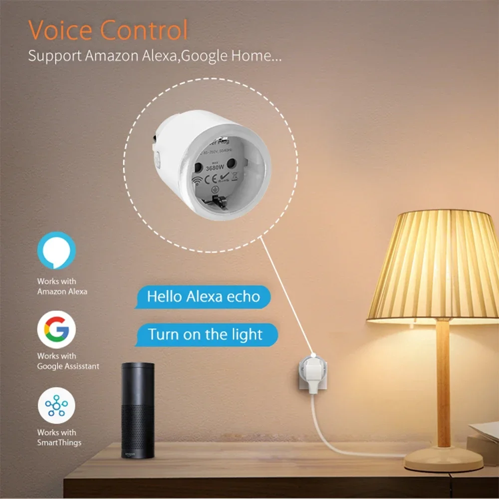 Smart Zigbee 3.0 Power Plug 16A EU Outlet 3680W Meter Remote Control Zigbee2mqtt Home Assistant smart plug socket