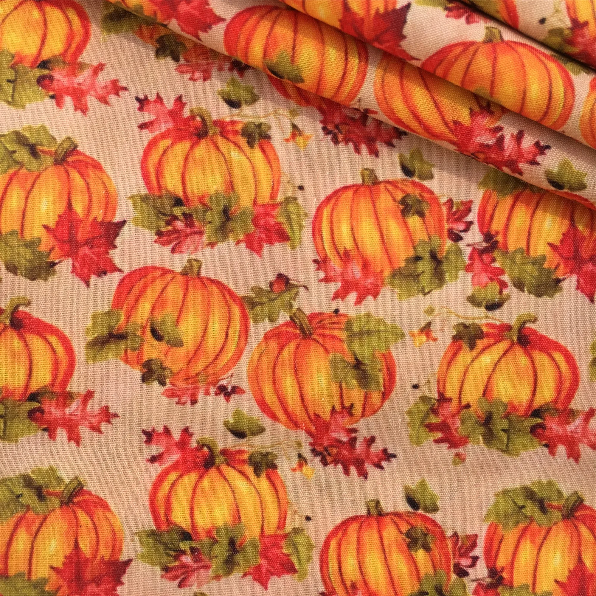thumbnail image 1 of 50*145cm Telas de algodón de otoño con diseño de calabaza por metro Telas de hojas de arce y flores Telas de costura Vestido Manualidades DIY Textiles para el hogar, 1 of 5