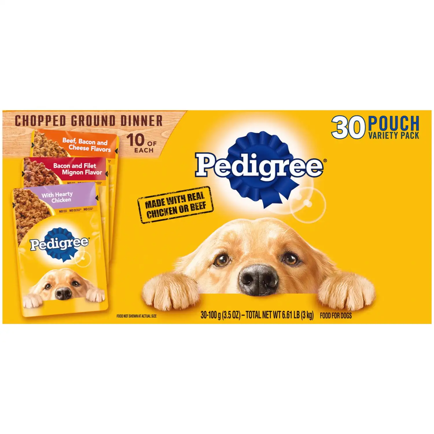 

Pedigree Chopped Ground Dinner Wet Dog Food Variety Pack, 3.5 oz Pouches (30 Pack)