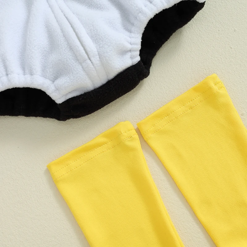 2024-05-27 Lioraitiin Baby Penguin Costume Fleece Sleeveless Zip-Up Hooded Romper Knee High Socks 2 Piece Set for Girls Boys 6