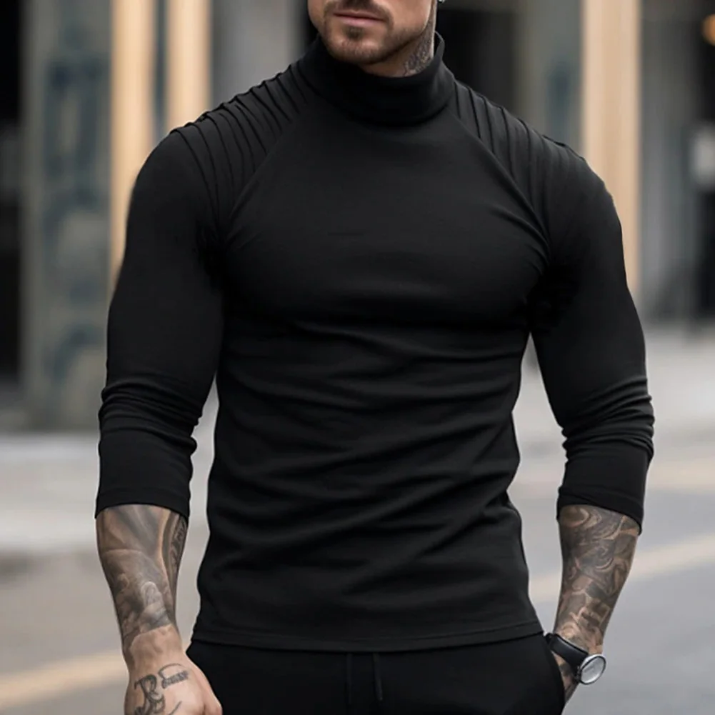 

Men\\'s Casual Funnel High Neck Jumper Pullover Slim Fit Knitted Raglan Sleeve Tops for Spring Autumn Winter Season