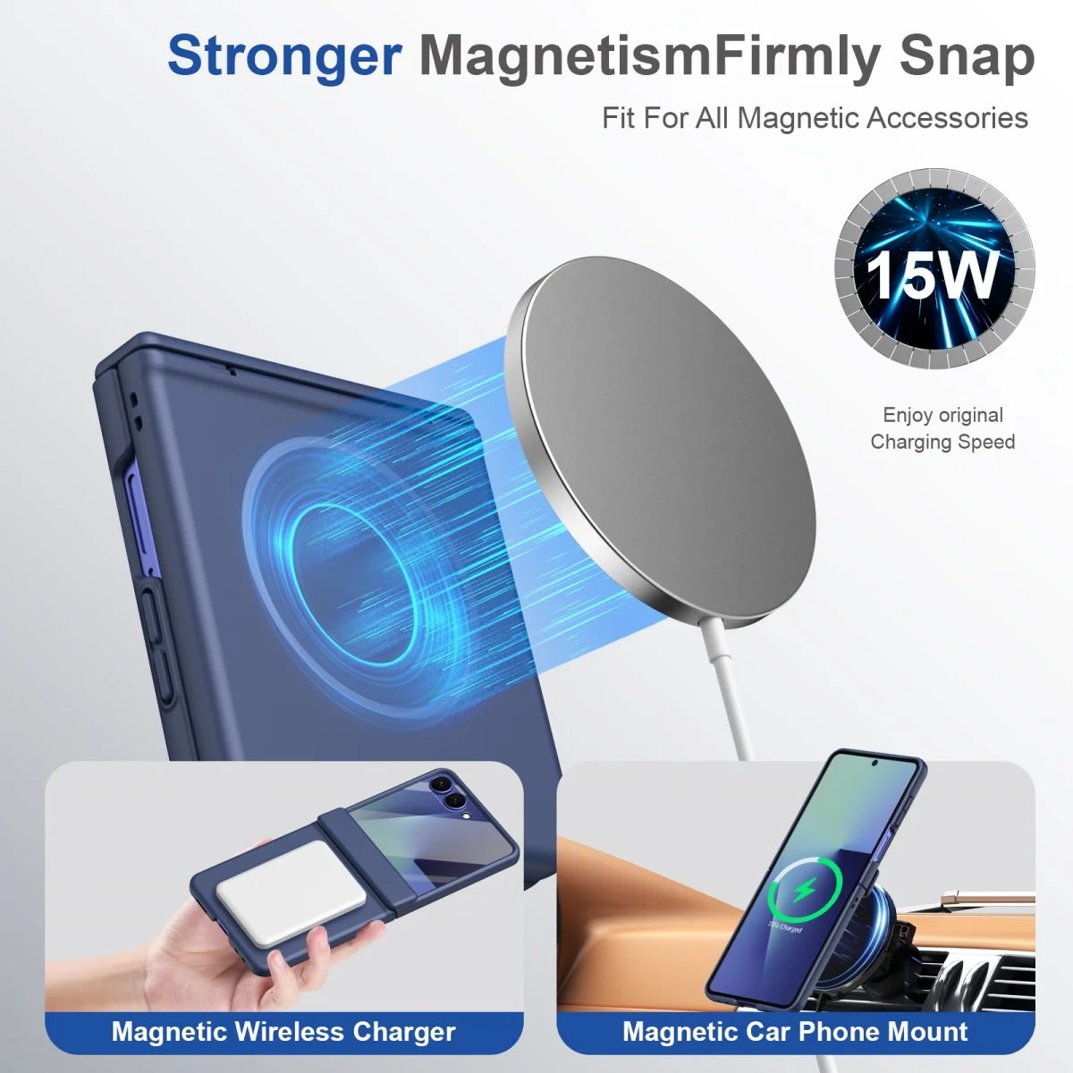 MagSafe Magnetic Phone Case with Screen Protector and Hinge Protection Cover