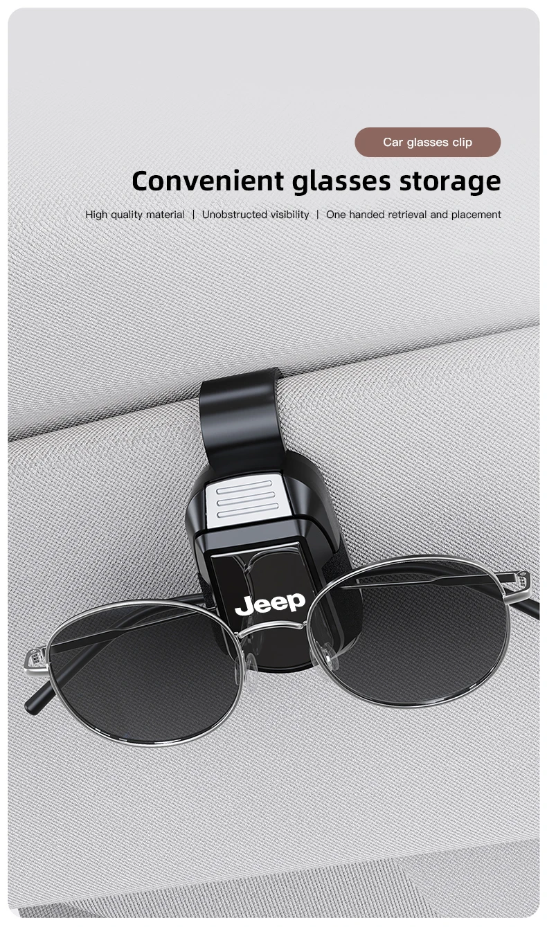 Auto Sonnenblende Brille Clip Sonnenbrille Lagerung Halterung Zubehör Für Jeep Grand Cherokee Wrangler JK Gladiator Kompass Renegade – Detail 3