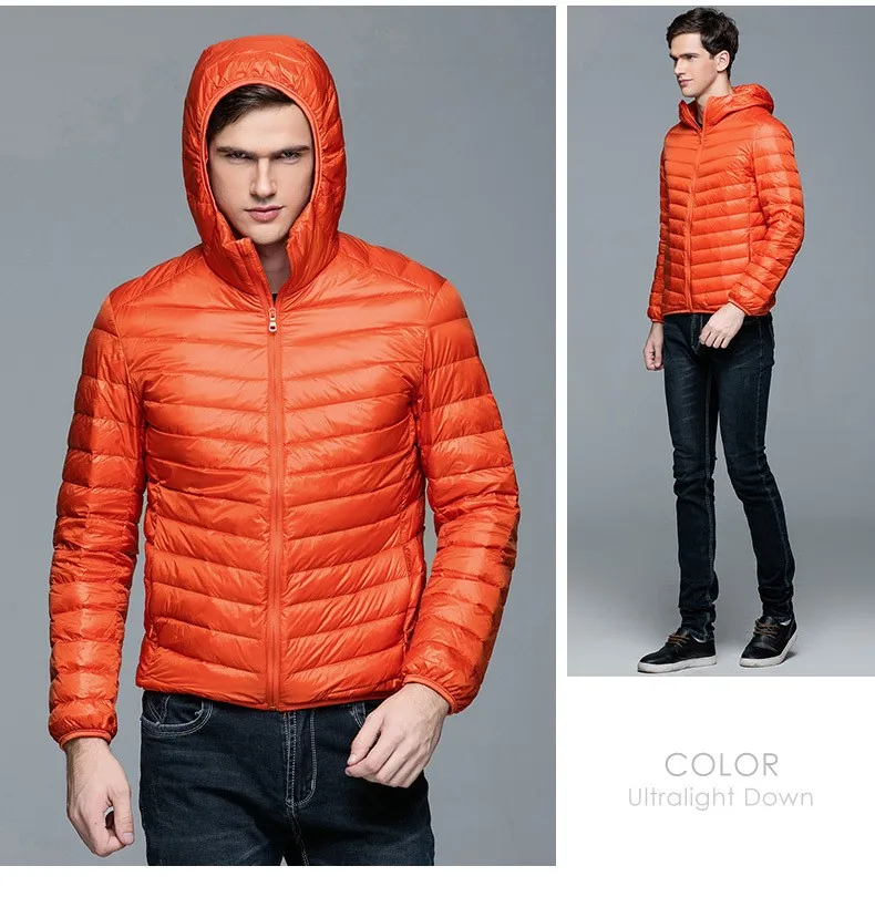 casaco puffer ultraleve, magro portátil, Parkas de