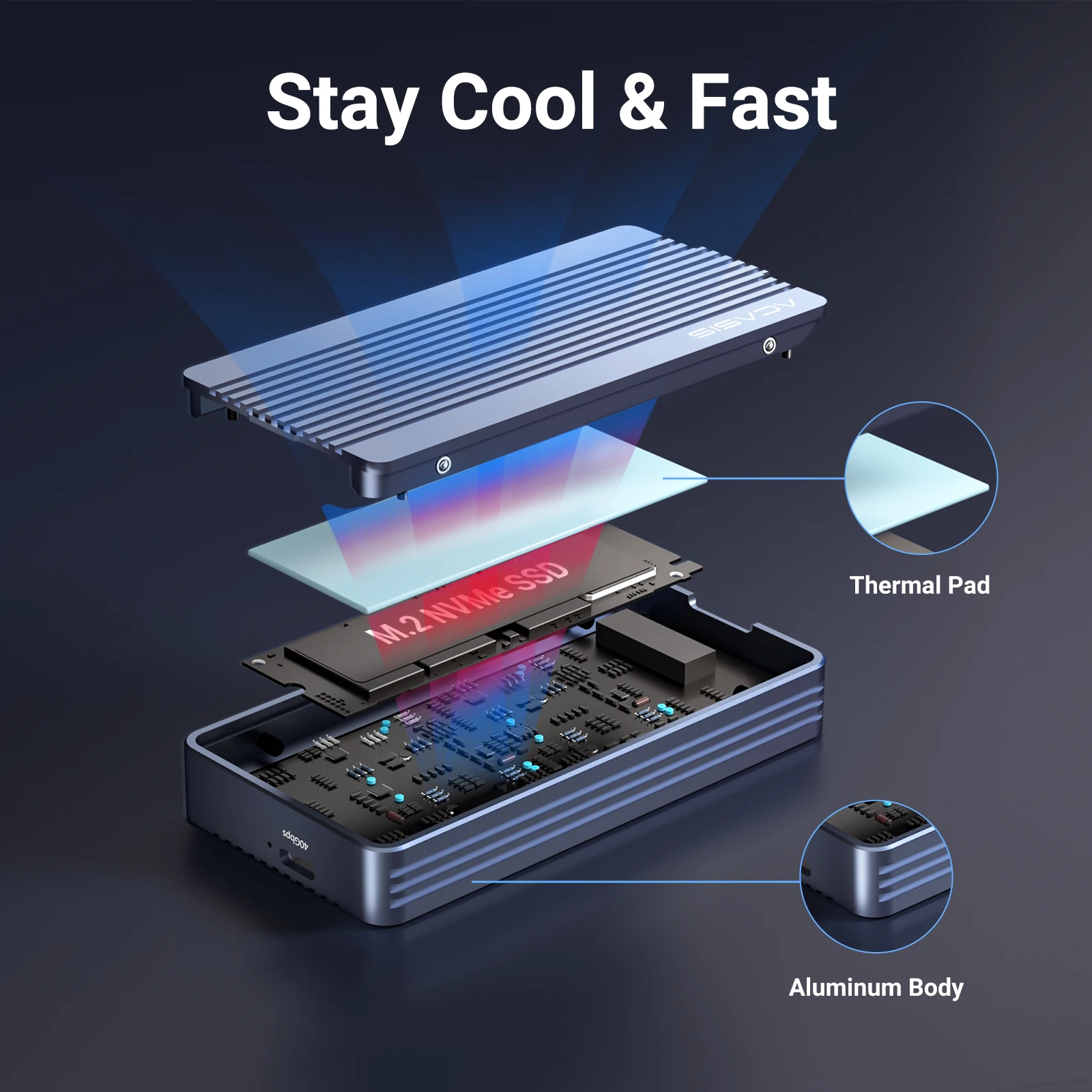 External Hard Drive Case SSD Enclosure External Hard Drive Box Hard Drive Enclosure HDD Case Enclosure Acasis Thunderbolt 4 Mobile Enclosure M.2 NVME SSD External Hard Driver PCIE Case For Macbook Laptop Desktop And Samsung 980 Pro