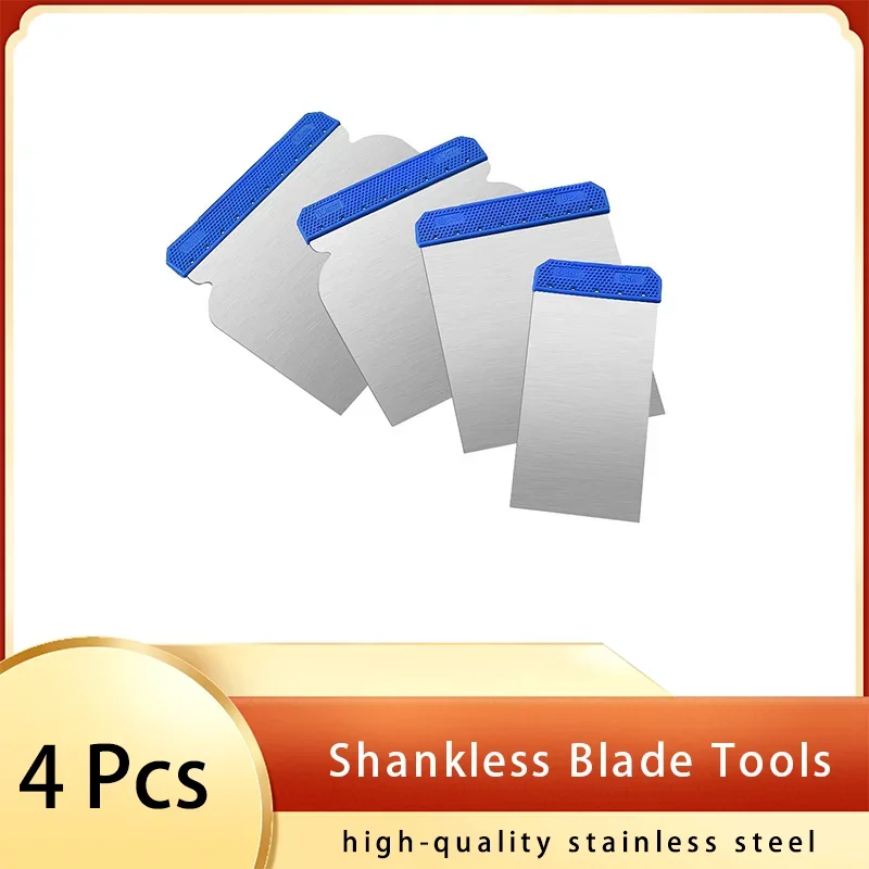 Shankless Blade Painting Tools Kit Continental Filling Knives Home Drywall Repair 4 Pcs Putty Knife Scraper Drywall Spatula Wall Scraper Paint Scraper