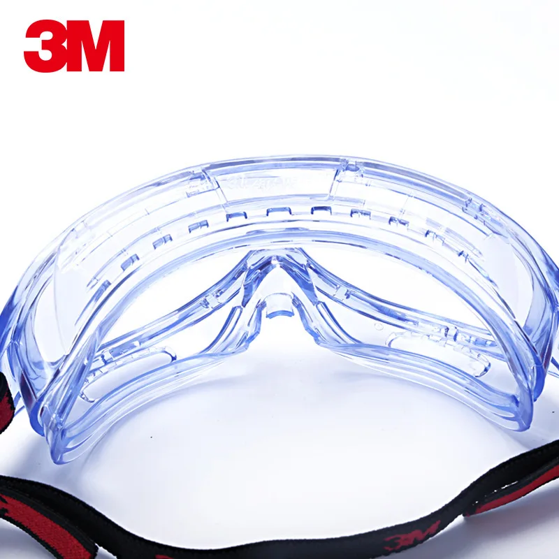 Détail du traitement anti-buée sur les verres des lunettes de sécurité 3M 1623AF, protection chimique et UV.