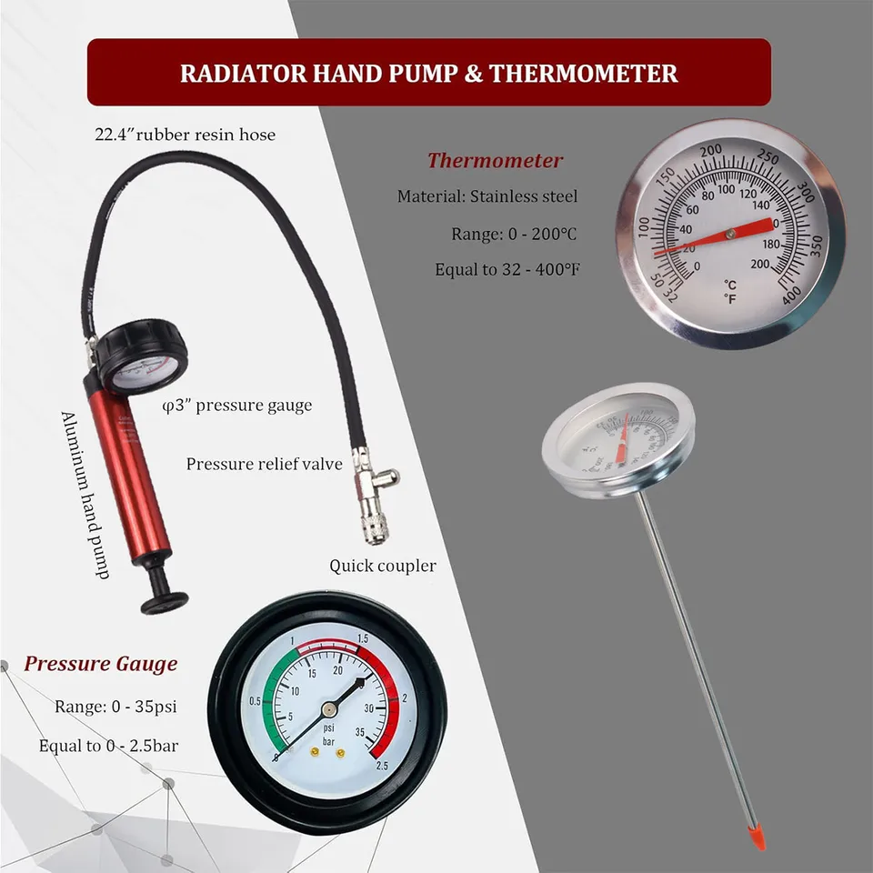 Kit Tester Pressione Radiatore Auto THIKPO - 19 Pezzi Con Pompa Vuoto Per Diagnosi - Foto 4