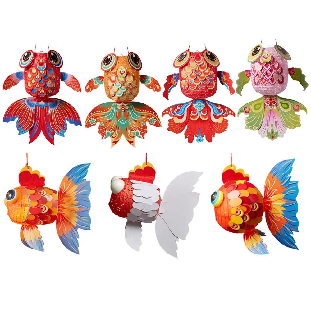

New Year Spring Festival Dragon Year Auspicious Golden Fish Lantern Handmade DIY Children's Farol Organizer Party Supplies