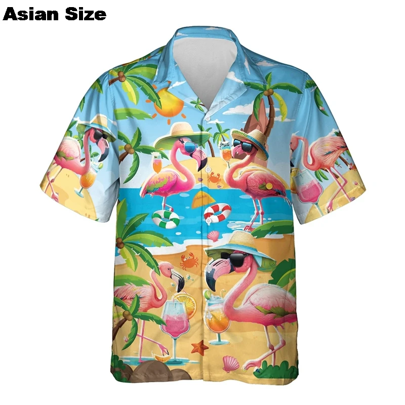 2025 Hawaii Cocktail Shirt For Mens Clothes Drink Juice Summer Shirts Button Clothing Short Sleeve Lapel Blouse Aloha Unisex Top 3