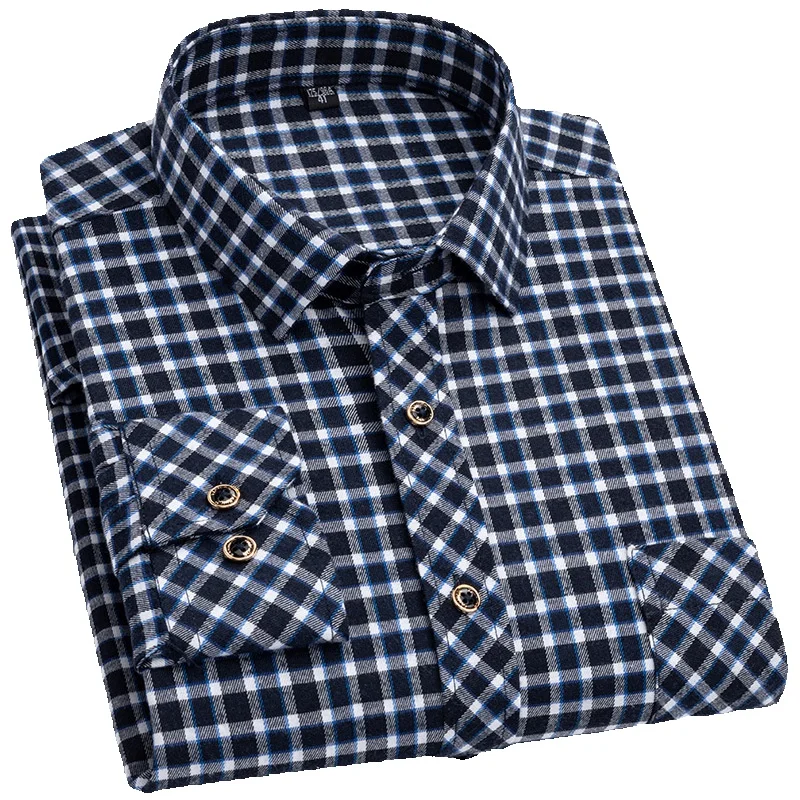 Camicia casual a quadri, senza stiratura, per uomo, primavera-autunno, manica lunga, per uomini di mezza età e giovani_voghion.com