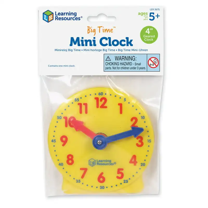 

Time Mini Clock, Teaching Clock, Classroom Accessories, Ages 5+