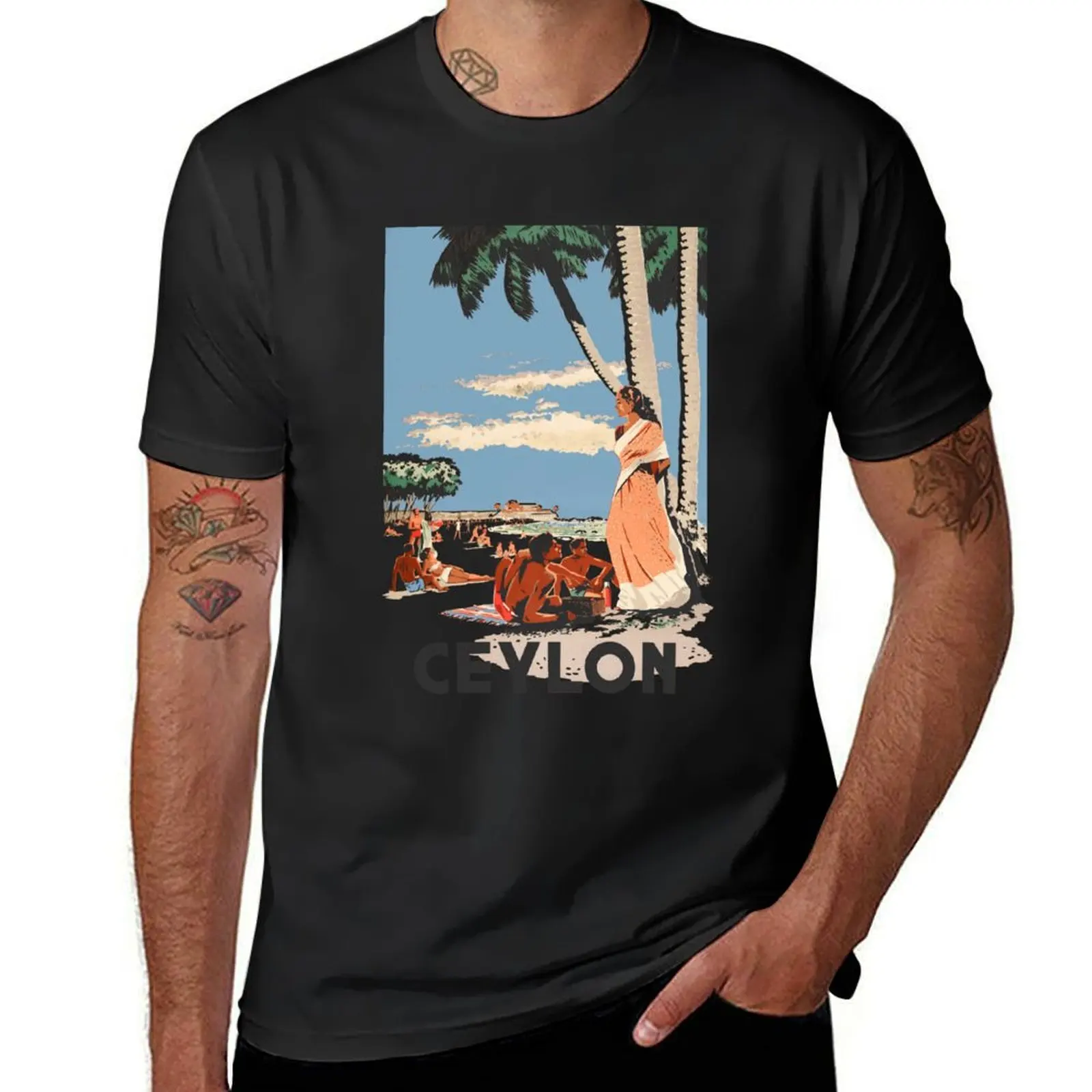 

Ceylon - Vintage travel poster, 1940 T-Shirt kawaii clothes animal prinfor boys men workout shirt