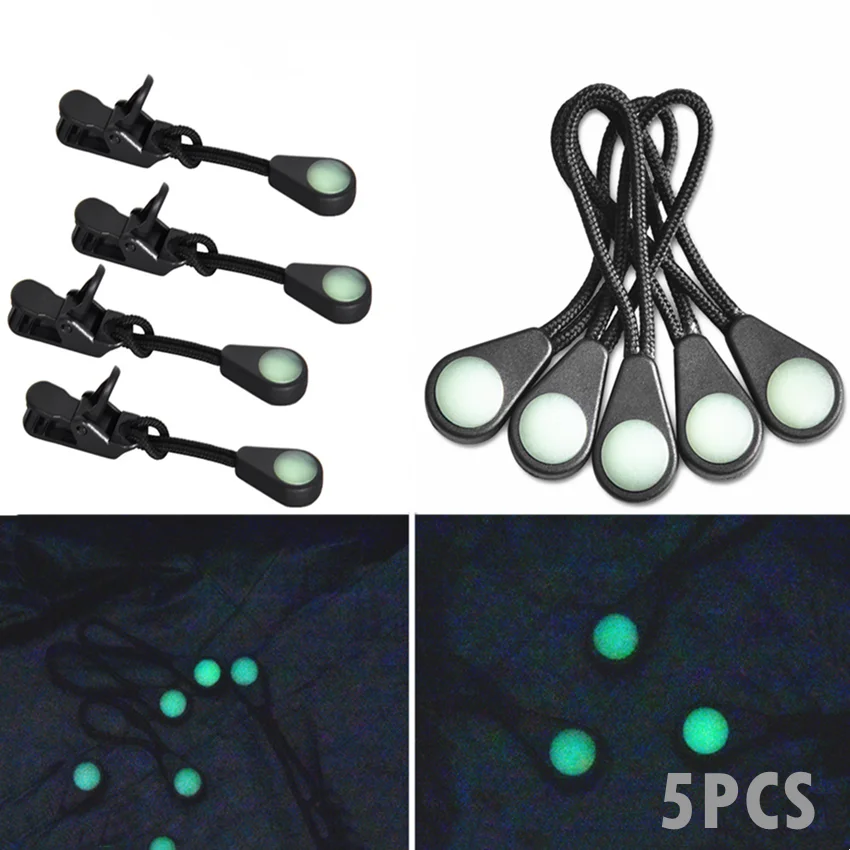 Luminous Outdoor Camping Hiking Zipper Pull Kit Marker Glow Dark Night Coats Jackets Rucksacks Tent Zippers For zipper clip