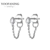 YUXINTOME 1 PC 925 en argent Sterling aiguille d'oreille coloré Zircon chaîne gland boucles d'oreilles pour les femmes deux trous boucle d'oreille bijoux A45