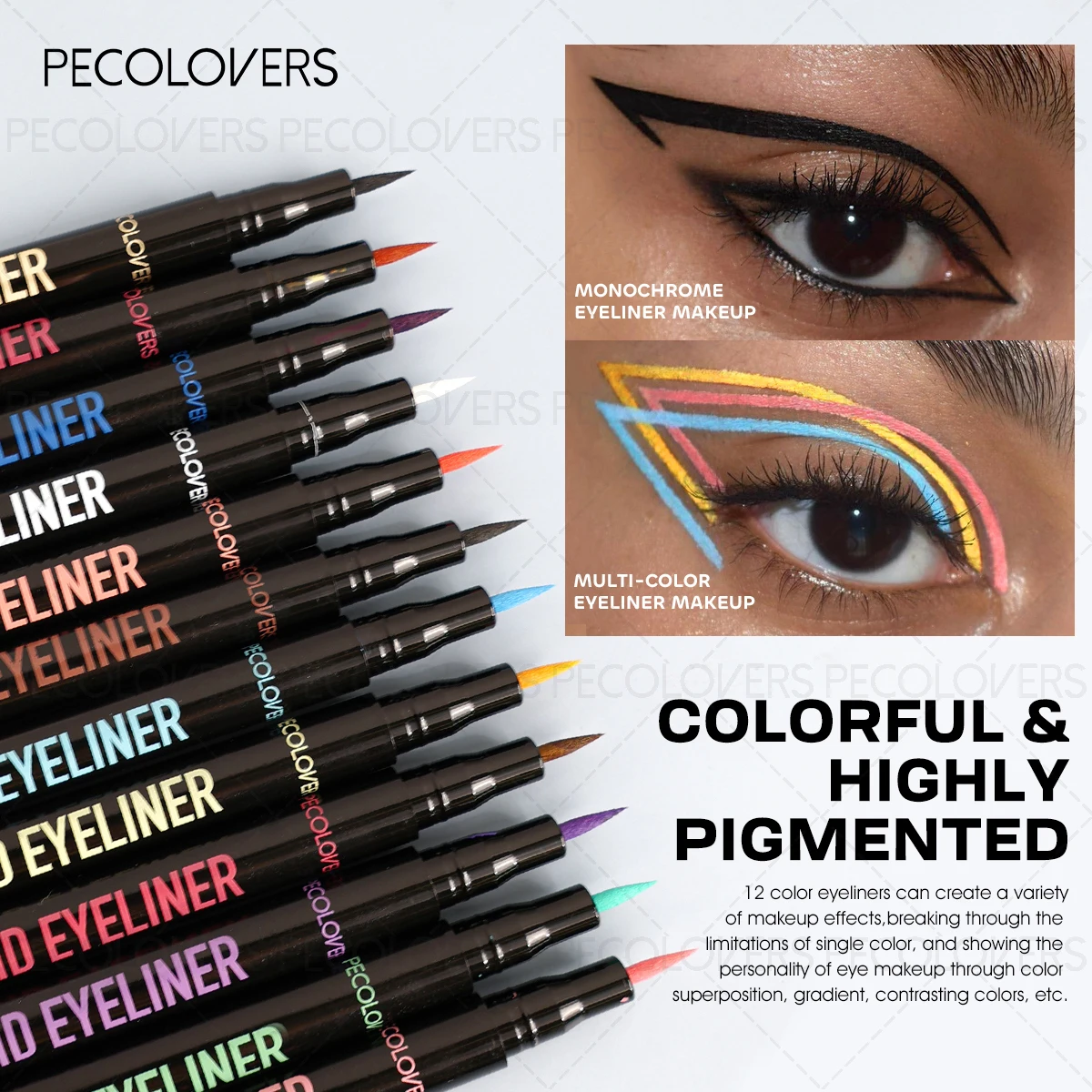 Liquid Colorful Eyeliner Pen High Pigmented Waterproof Smudge Proof_voghion.com