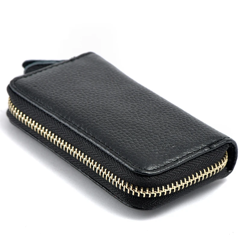 Key Holder Genuine Leather Wallet Unisex Solid Key Wallet Organizer Bag Car Housekeeper Card Holder key organizer key case key purse key holder