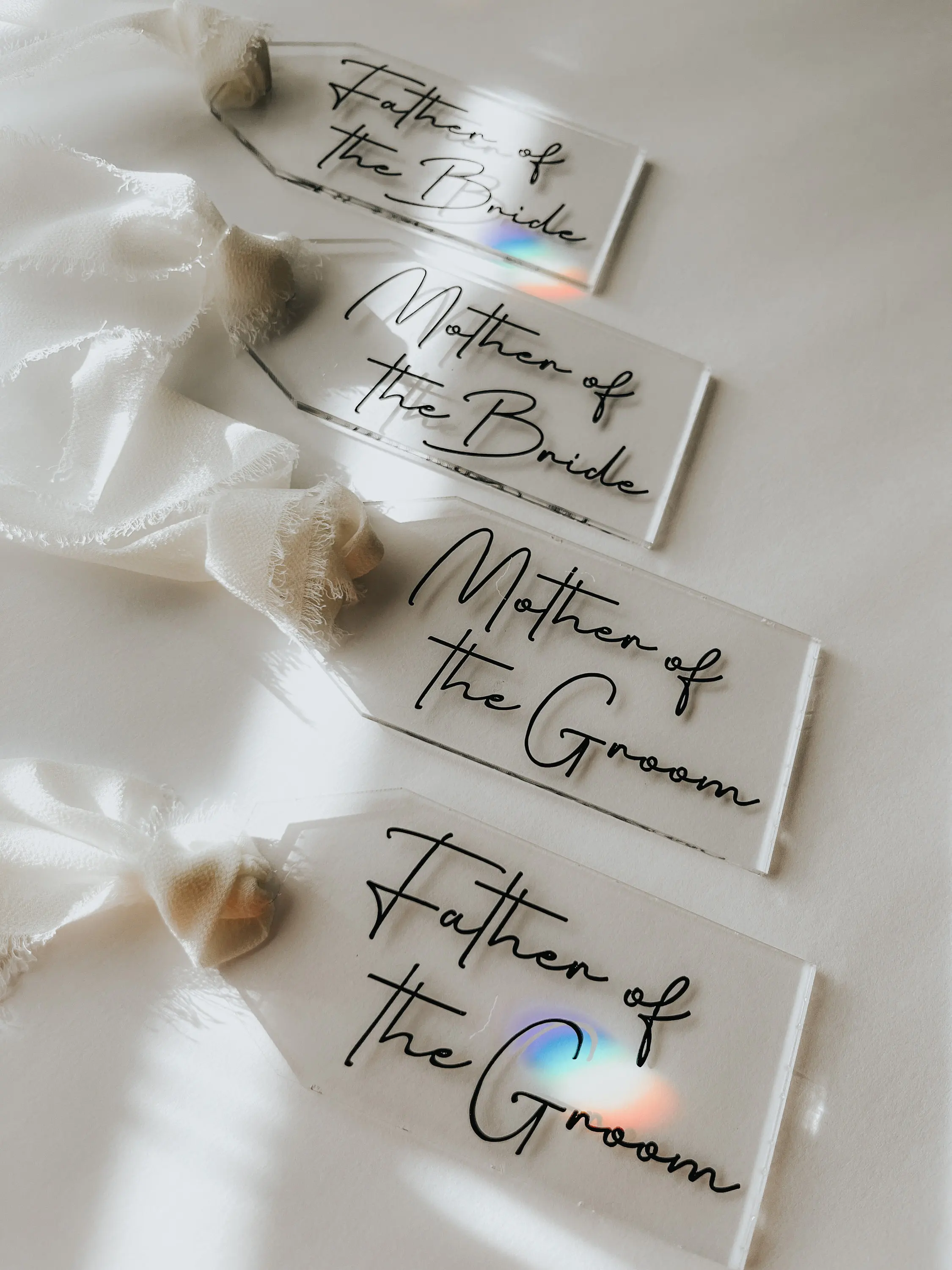Personalized Custom Acrylic Ribbon Tags Custom Wedding Name Tags Wedding Party Favor Names Modern Gift Tags Christmas Ornaments