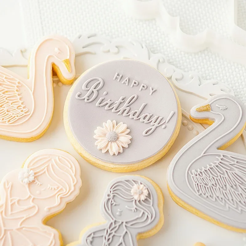 Ballet Girl Swan Cake Cookie Press Stamp Acrylic Fondant Sugar Craft Cookie Cutter Biscuit Mold Bakeware Pastry Decorating Tools Cookie Cutter Baking Mold Cookie Mould Fondant Cutter Baking Decorating Tools
