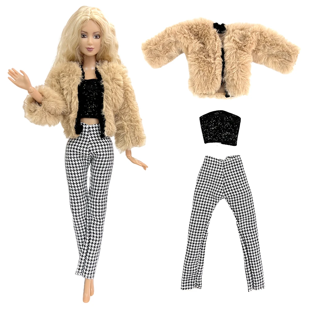 NK 1 Pcs Fashion Dress Outfit Casual Wear Shirt Party Skirt  Modern Clothes For Barbie Doll Accessories  DIY Dollhouse Toys JJ