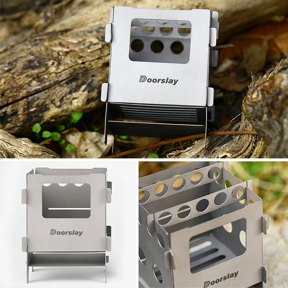 Portable Titanium Wood Burning Stove Camping Pocket Stove Outdoor Camping Cooking Picnic Backpacking Stove