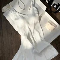 Sexy Summer New Ice Silk V-neck Strap Women's Nightgown Pure Desire Sensual Home Clothes High-grade Sensation Sleep Dress - Image 2